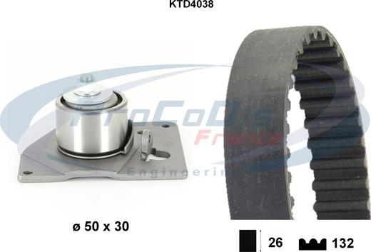 Procodis France KTD4038 - Комплект ангренажен ремък vvparts.bg