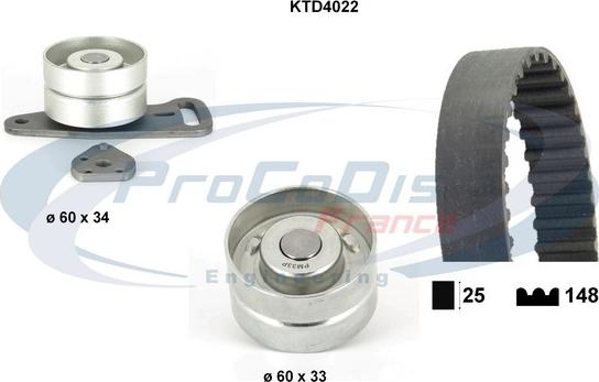 Procodis France KTD4022 - Комплект ангренажен ремък vvparts.bg