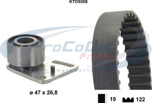 Procodis France KTD5008 - Комплект ангренажен ремък vvparts.bg