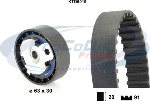 Procodis France KTD5019 - Комплект ангренажен ремък vvparts.bg