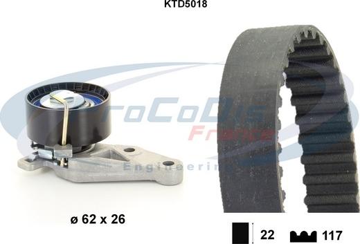 Procodis France KTD5018 - Комплект ангренажен ремък vvparts.bg