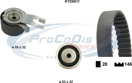 Procodis France KTD6511 - Комплект ангренажен ремък vvparts.bg