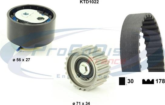 Procodis France KTD1022 - Комплект ангренажен ремък vvparts.bg