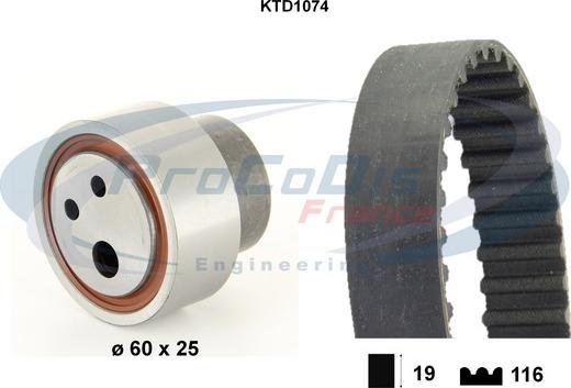 Procodis France KTD1074 - Комплект ангренажен ремък vvparts.bg