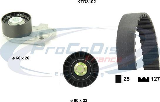 Procodis France KTD8102 - Комплект ангренажен ремък vvparts.bg