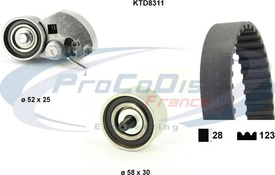 Procodis France KTD8311 - Комплект ангренажен ремък vvparts.bg