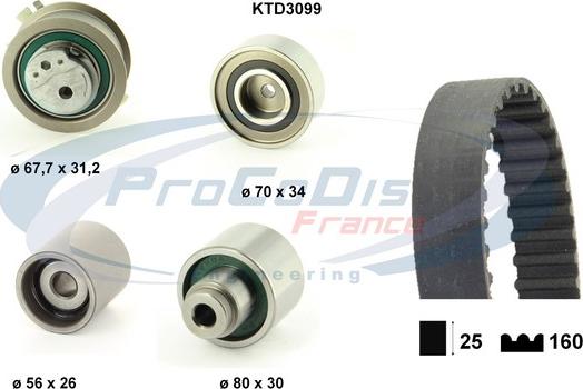 Procodis France KTD3099 - Комплект ангренажен ремък vvparts.bg