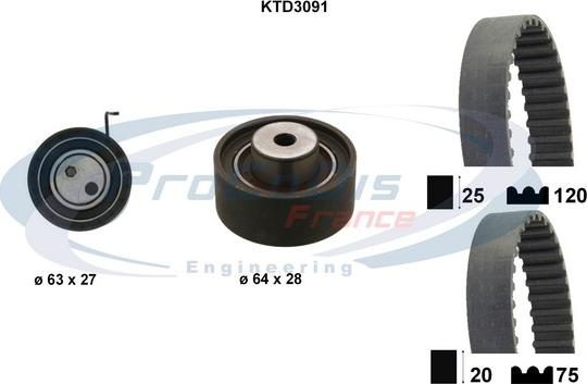 Procodis France KTD3091 - Комплект ангренажен ремък vvparts.bg