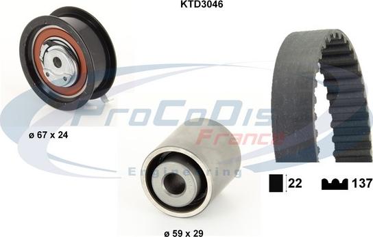 Procodis France KTD3046 - Комплект ангренажен ремък vvparts.bg