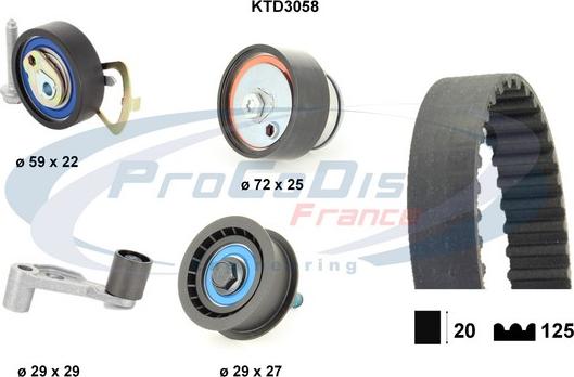 Procodis France KTD3058 - Комплект ангренажен ремък vvparts.bg