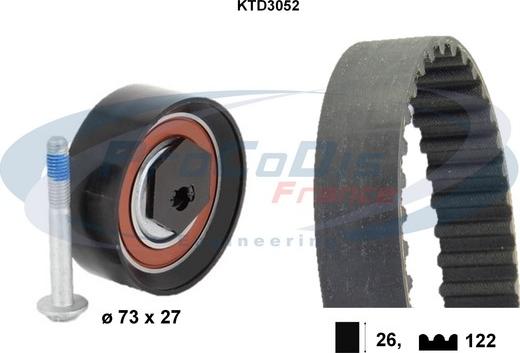 Procodis France KTD3052 - Комплект ангренажен ремък vvparts.bg