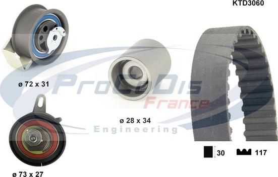 Procodis France KTD3060 - Комплект ангренажен ремък vvparts.bg