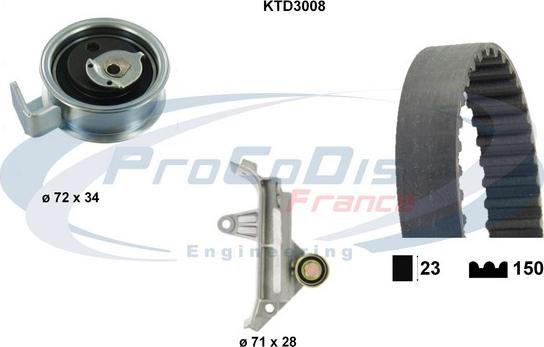 Procodis France KTD3008 - Комплект ангренажен ремък vvparts.bg