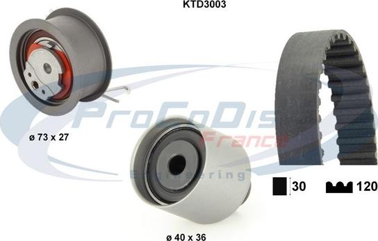 Procodis France KTD3003 - Комплект ангренажен ремък vvparts.bg