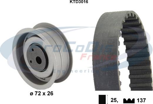 Procodis France KTD3016 - Комплект ангренажен ремък vvparts.bg