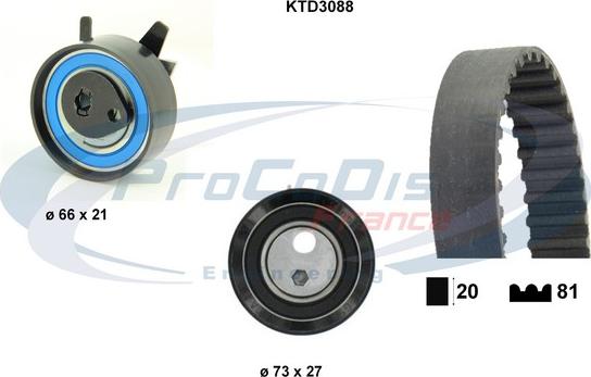 Procodis France KTD3088 - Комплект ангренажен ремък vvparts.bg