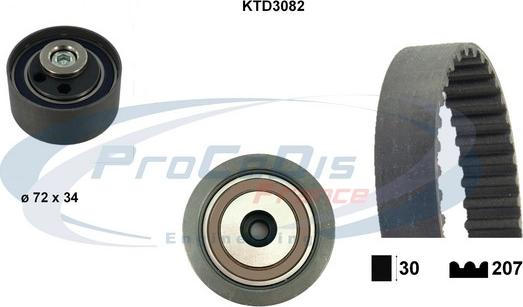 Procodis France KTD3082 - Комплект ангренажен ремък vvparts.bg