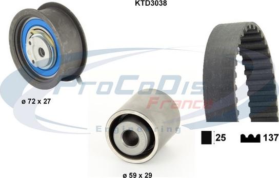 Procodis France KTD3038 - Комплект ангренажен ремък vvparts.bg