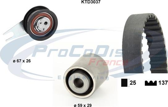 Procodis France KTD3037 - Комплект ангренажен ремък vvparts.bg