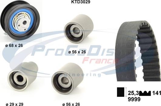 Procodis France KTD3029 - Комплект ангренажен ремък vvparts.bg