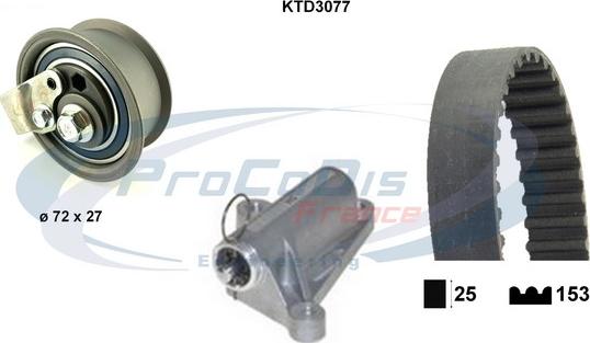 Procodis France KTD3077 - Комплект ангренажен ремък vvparts.bg