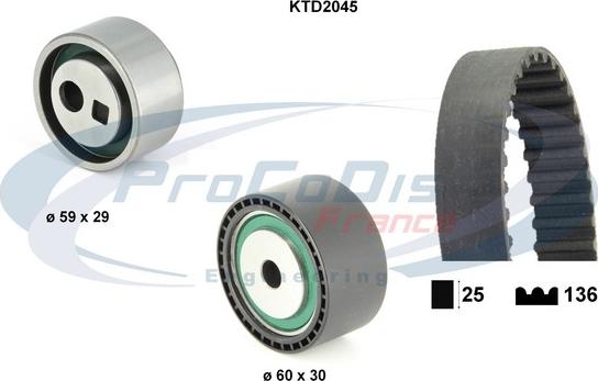 Procodis France KTD2045 - Комплект ангренажен ремък vvparts.bg