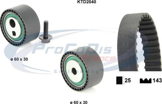 Procodis France KTD2040 - Комплект ангренажен ремък vvparts.bg