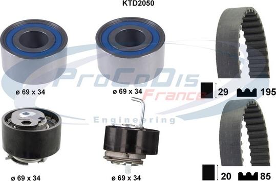 Procodis France KTD2050 - Комплект ангренажен ремък vvparts.bg