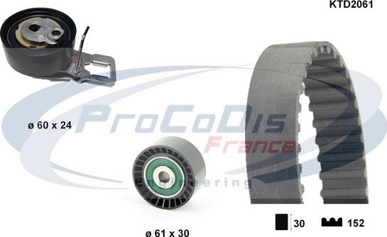 Procodis France KTD2061 - Комплект ангренажен ремък vvparts.bg