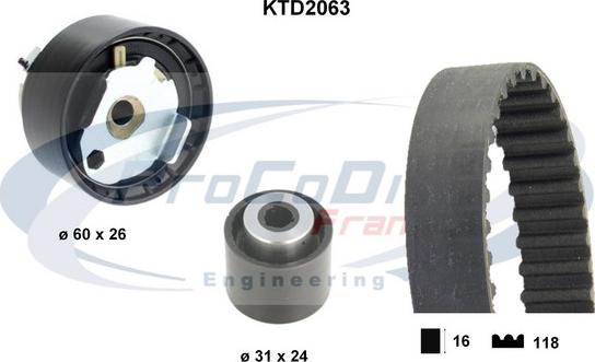 Procodis France KTD2063 - Комплект ангренажен ремък vvparts.bg