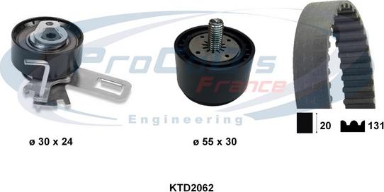 Procodis France KTD2062 - Комплект ангренажен ремък vvparts.bg