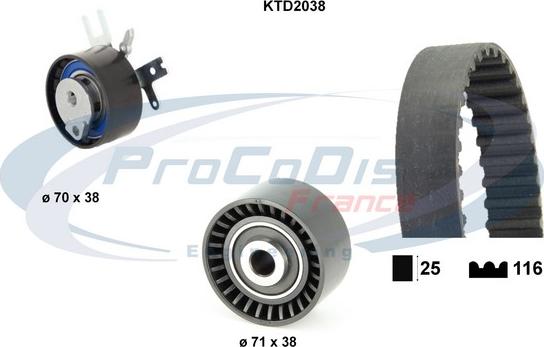 Procodis France KTD2038 - Комплект ангренажен ремък vvparts.bg