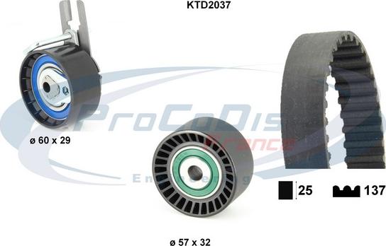 Procodis France KTD2037 - Комплект ангренажен ремък vvparts.bg