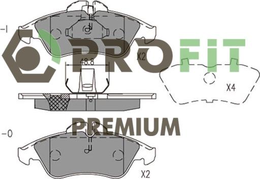 Profit 5005-1038 - Комплект спирачно феродо, дискови спирачки vvparts.bg