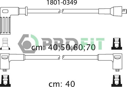 Profit 1801-0349 - Комплект запалителеи кабели vvparts.bg