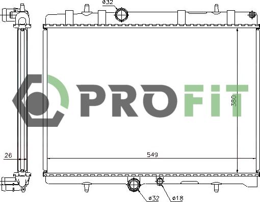 Profit 1740-0093 - Радиатор, охлаждане на двигателя vvparts.bg