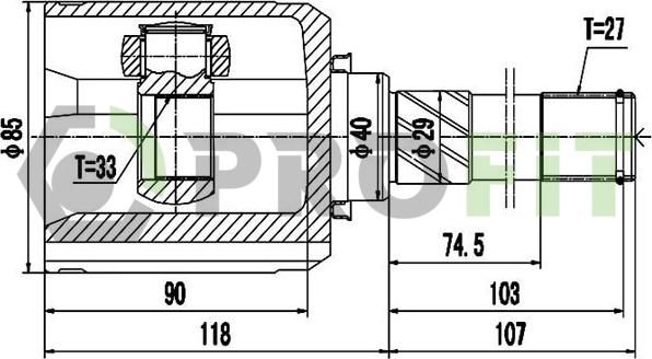 Profit 2810-2083 - Каре комплект, полуоска vvparts.bg