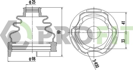 Profit 2710-0002 XLB - Маншон, полуоска vvparts.bg