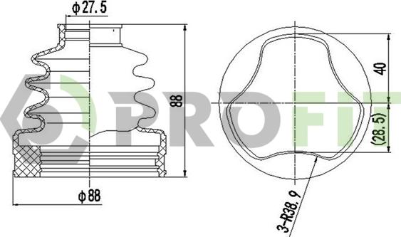 Profit 2710-0007 XLB - Маншон, полуоска vvparts.bg