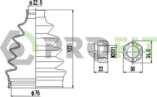 Profit 2710-0017 XLB - Маншон, полуоска vvparts.bg