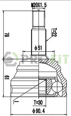 Profit 2710-1050 - Каре комплект, полуоска vvparts.bg