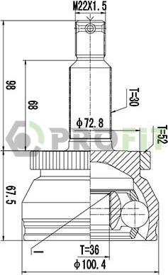 Profit 2710-1735 - Каре комплект, полуоска vvparts.bg