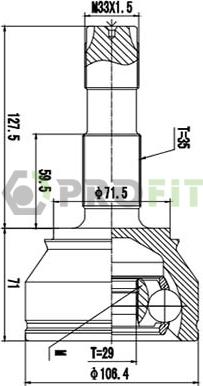 Profit 2710-1726 - Каре комплект, полуоска vvparts.bg