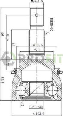 Profit 2710-3029 - Каре комплект, полуоска vvparts.bg