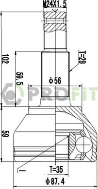 Profit 2710-3022 - Каре комплект, полуоска vvparts.bg