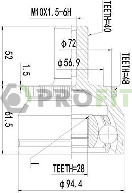 Profit 2710-3074 - Каре комплект, полуоска vvparts.bg