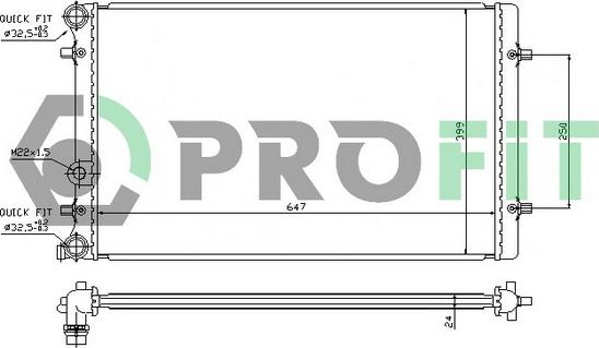 Profit PR 9523A2 - Радиатор, охлаждане на двигателя vvparts.bg