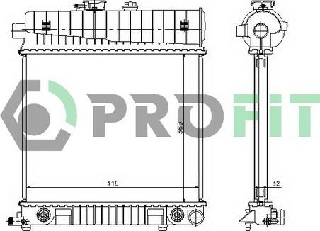 Profit PR 3528A1 - Радиатор, охлаждане на двигателя vvparts.bg