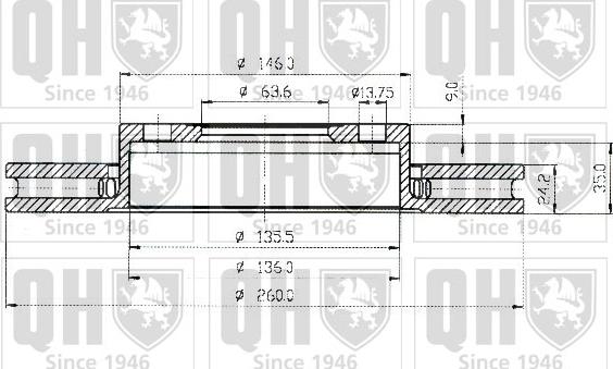 Quinton Hazell BDC4351 - Спирачен диск vvparts.bg