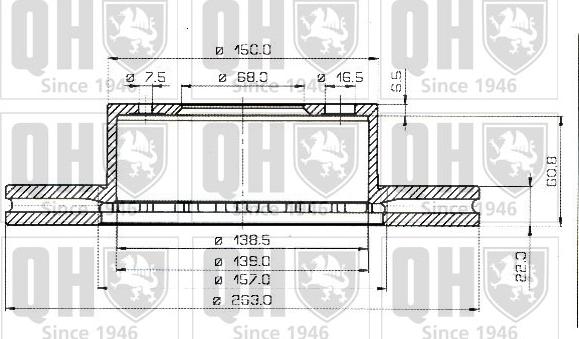 Quinton Hazell BDC3457 - Спирачен диск vvparts.bg